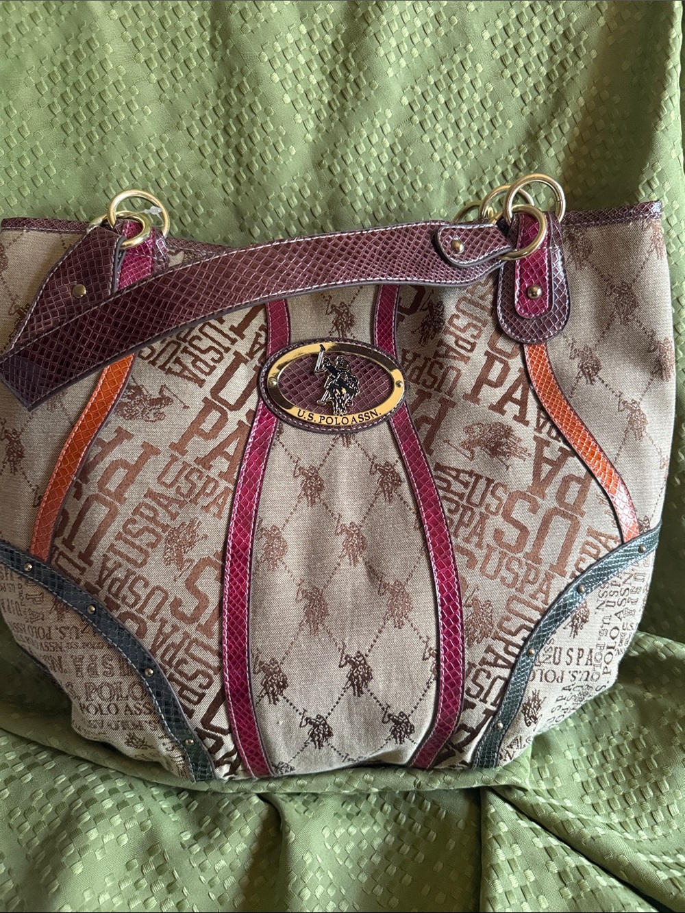 U.S. POLO ASSN. Multicolor Logo Canvas Tote Bag NWT